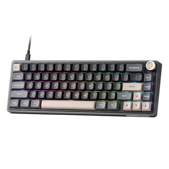 RK ROYAL KLUDGE R65 Wired Mechanical Gaming Keyboard with Volume Knob and QMK & ViA RGB Backlit Programmable Keyboard Gasket Mount with PBT Keycaps, MDA Profile, 66 Keys Hot Swappable Blue Switch