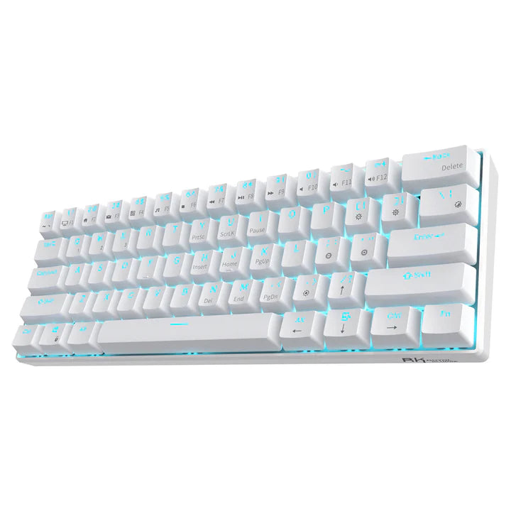 RK ROYAL KLUDGE RK61 60% RGB Mechancial Gaming Keyboard- RED Switch – WHITE